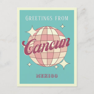 Cartão postal de festa retrô vintage de Cancun Méx