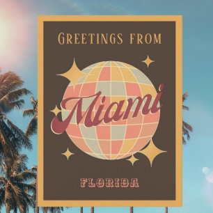 Cartão Postal de Festa Retro Vintage de Miami Flór
