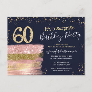 Cartão postal de festa surpresa de bolo glitter pa