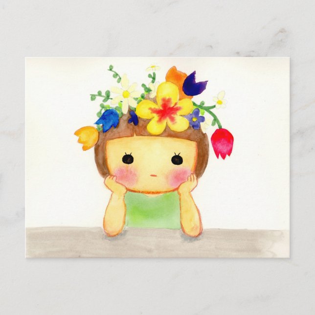 CARTÃO POSTAL DE FESTIVIDADES あたまお花畑 (Frente)