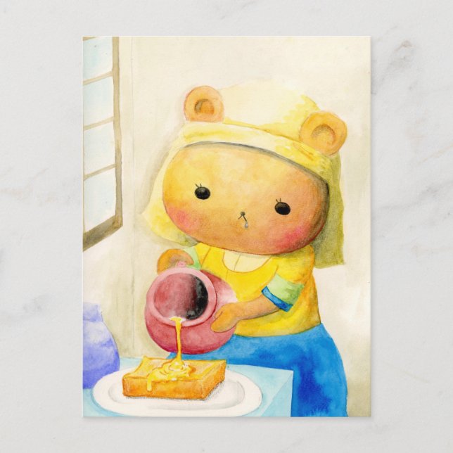 CARTÃO POSTAL DE FESTIVIDADES はちみつをそそぐくまさん (Frente)
