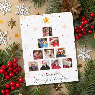 Cartão Postal De Festividades 10 Fotos Árvore de Natal & Flocos de Neve Diversão