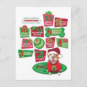 Cartão Postal De Festividades 12 Cães de Natal