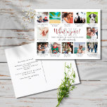 Cartão Postal De Festividades 12 Colagem De Fotos Que Um Ano Em Legendas De Revi<br><div class="desc">Personalize com suas 12 fotos,  legendas e nomes favoritos para criar um cartão de feriado memorável e divertido. Projetado por Thisnotme©</div>
