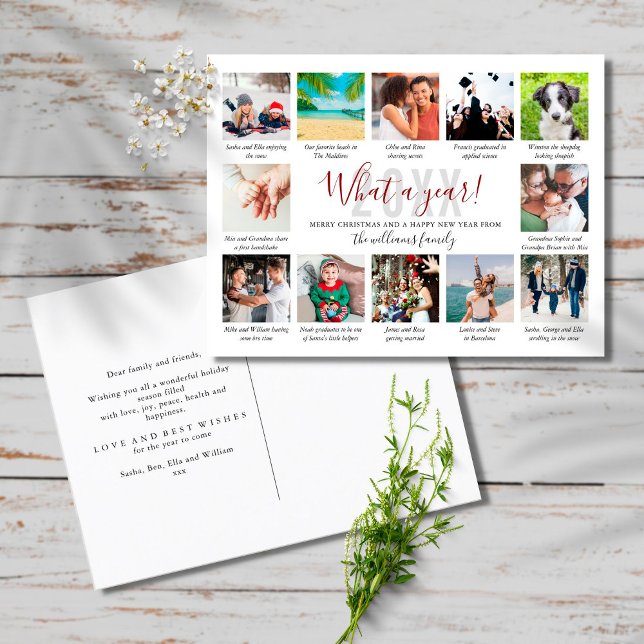Cartão Postal De Festividades 12 Colagem De Fotos Que Um Ano Em Legendas De Revi (Criador carregado)