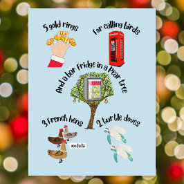 Cartão Postal De Festividades 12 dias de desenho engraçado de Natal