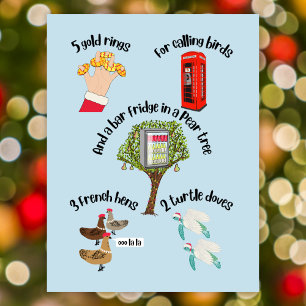 Cartão Postal De Festividades 12 dias de desenho engraçado de Natal