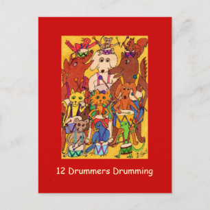 Cartão Postal De Festividades 12 Drummers Bebendo