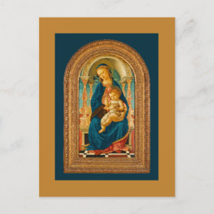 Cartão Postal De Festividades 1470 Botticelli Madonna e Criança Enthroned