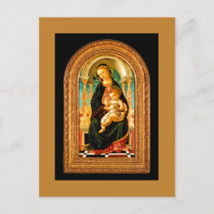 Cartão Postal De Festividades 1470 Botticelli Madonna e Criança Enthroned