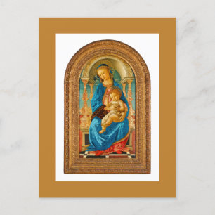 Cartão Postal De Festividades 1470 Botticelli Madonna e Criança Enthroned