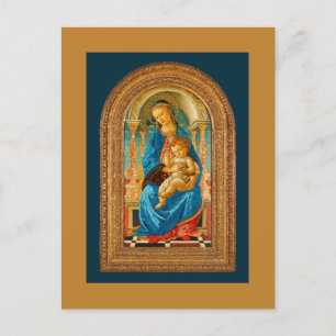 Cartão Postal De Festividades 1470 Botticelli Madonna e Criança Enthroned