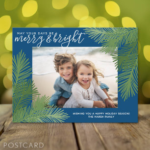 Cartão Postal De Festividades 1 Fotografia Feliz Brilho Caligrafia Natal moderno