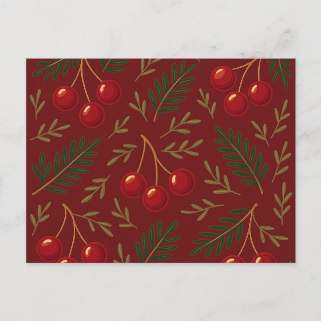 Cartão Postal De Festividades 🎄 1. Sweet Cherry Holiday Charm Collection (Frente)