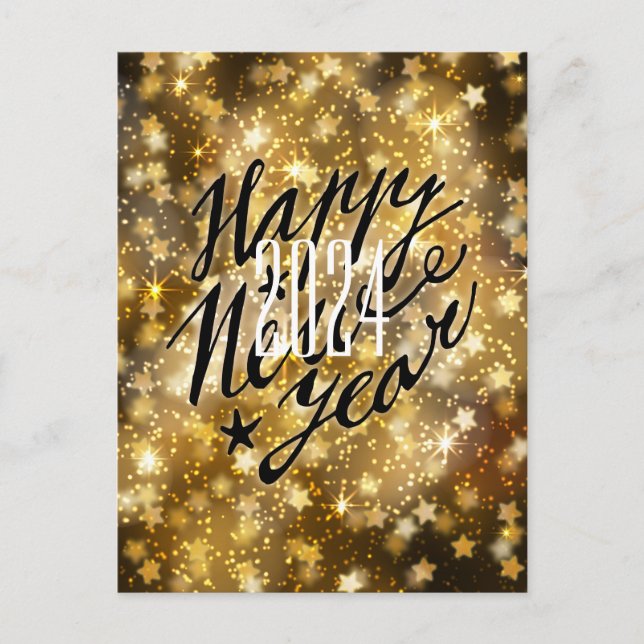 Cartão Postal De Festividades 2021 Festive Gold | Happy New Year (Frente)