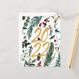 Cartão Postal De Festividades 2022 Bough Dourado Festivo