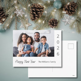 Cartão Postal De Festividades 2026 Happy New Year Family Photo Modern