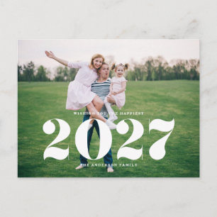 Cartão Postal De Festividades 2026 Tipografia Negrita Horizontal Foto Ano Novo
