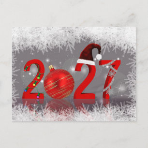 Cartão Postal De Festividades 2027 Vermelho Festivo Natal Ano Novo