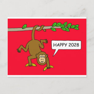 Cartão Postal De Festividades 2028 Ano Novo Chinês do Macaco, Cartoon.