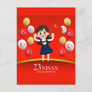 Cartão Postal De Festividades 23 Nisan Çocuk Bayramı Celebração Alegre Para Cria