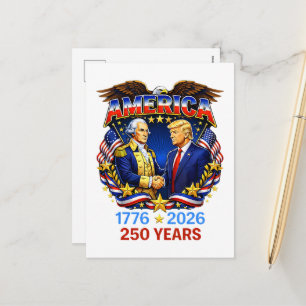 Cartão Postal De Festividades 250 Anos da América Aniversário 250º