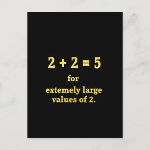 Cartão Postal De Festividades 2 + 2 = 5 Piada Matemática Divertida