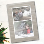 Cartão Postal De Festividades 2 Abstrato de Foto Moderna com Limite Branco<br><div class="desc">Use 2 fotos horizontais e faça um Cartões de natal único e moderno com um simples padrão abstrato moderno em segundo plano. Tem um aspecto pintado com um design de movimento natural em tons de esticado. Um design sutil e em escala superior com uma área para adicionar duas fotos da...</div>
