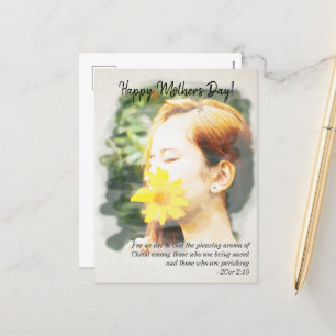 Cartão Postal De Festividades 2 Corintianos 2:15 Dia de as mães Feliz Aquarela
