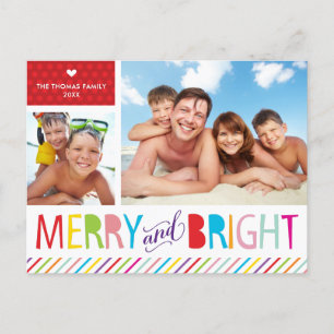 Cartão Postal De Festividades 2 FOTO NATAL POSTAL feliz moderna e brilhante
