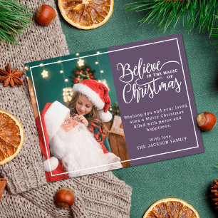 Cartão Postal De Festividades 2 fotos da família violeta Acredite na magia do Na
