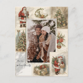 Cartão Postal De Festividades 2 Photo Collage Merry Christmas Vintage Holiday