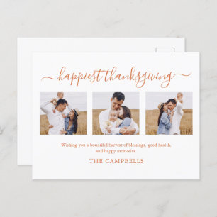 Cartão Postal De Festividades 3 Foto Collage Modern Script - Ação de Graças