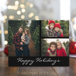 Cartão Postal De Festividades 3 fotos Colagem Natal - Mínimo preto<br><div class="desc">Dica da FOTO: Se você carregar suas fotos e elas não forem ajustados,  clique no botão PERSONALIZAR ESTA. Pode levar um pouco de paciência,  mas você pode mover e redimensionar sua foto. Você também pode mudar e mover o tipo!</div>