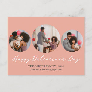 Cartão Postal De Festividades 3 fotos Redondas da família de dias de os namorado