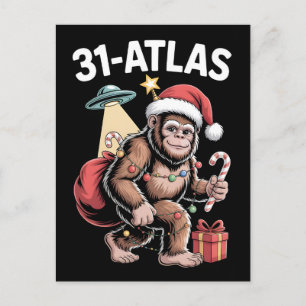 Cartão Postal De Festividades 3I Atlas Estilo Glitch Ficção Científica Espaço Re