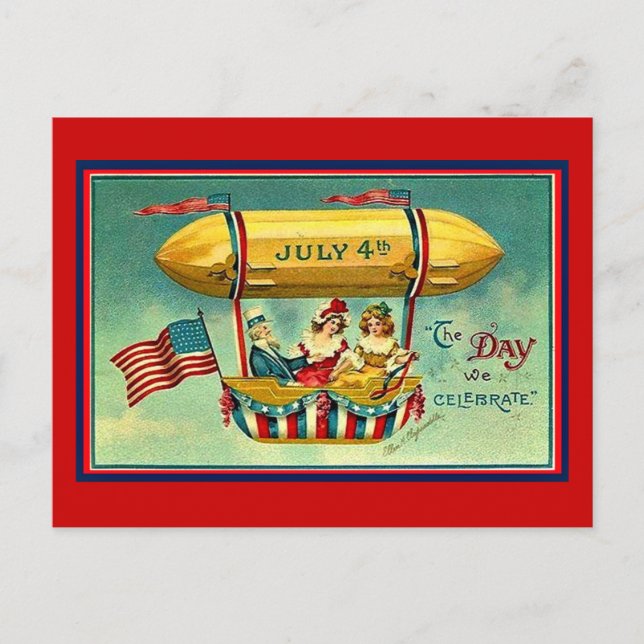 Cartão Postal De Festividades 4 de julho, o dia em que celebramos (Frente)