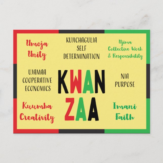 Cartão Postal De Festividades 7 Princípios Moderno Cartão de Feriado Kwanzaa (Frente)