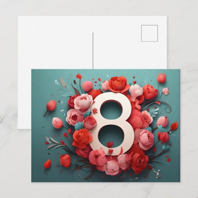 Cartão Postal De Festividades 8 de design de março (Frente/Verso)