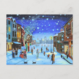Cartão Postal De Festividades A Christmas Carol Scrooge Winter street scene Holi