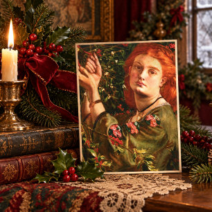 Cartão Postal De Festividades A Colocação Do Visco por Dante Gabriel Rossetti