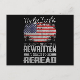 Cartão Postal De Festividades A Constituição dos EUA sobre a bandeira dos EUA pr