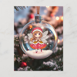 Cartão Postal De Festividades A Fada na Árvore de Natal