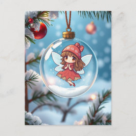 Cartão Postal De Festividades A Fada na Árvore de Natal