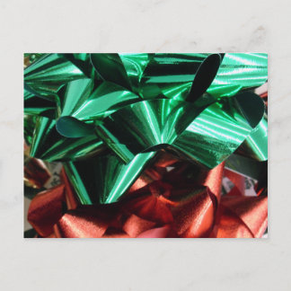 Cartão Postal De Festividades A folha metálica do Natal curva-se (verde & o