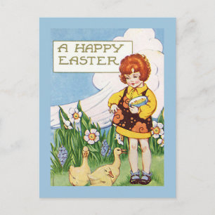 Cartão Postal De Festividades "A Happy Easter" Vintage