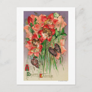Cartão Postal De Festividades A Happy Easter with Women Head Flowers