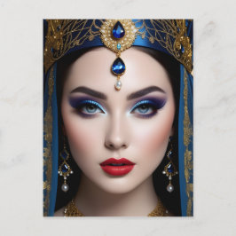 Cartão Postal De Festividades A imagem de uma mulher com um véu na cabeça está e