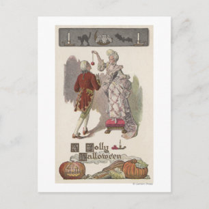 Cartão Postal De Festividades A Jolly HalloweenRestoration Dressed Couple