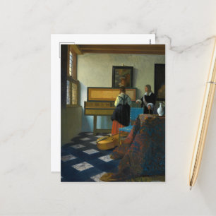 Cartão Postal De Festividades A lição de música de Johannes Vermeer